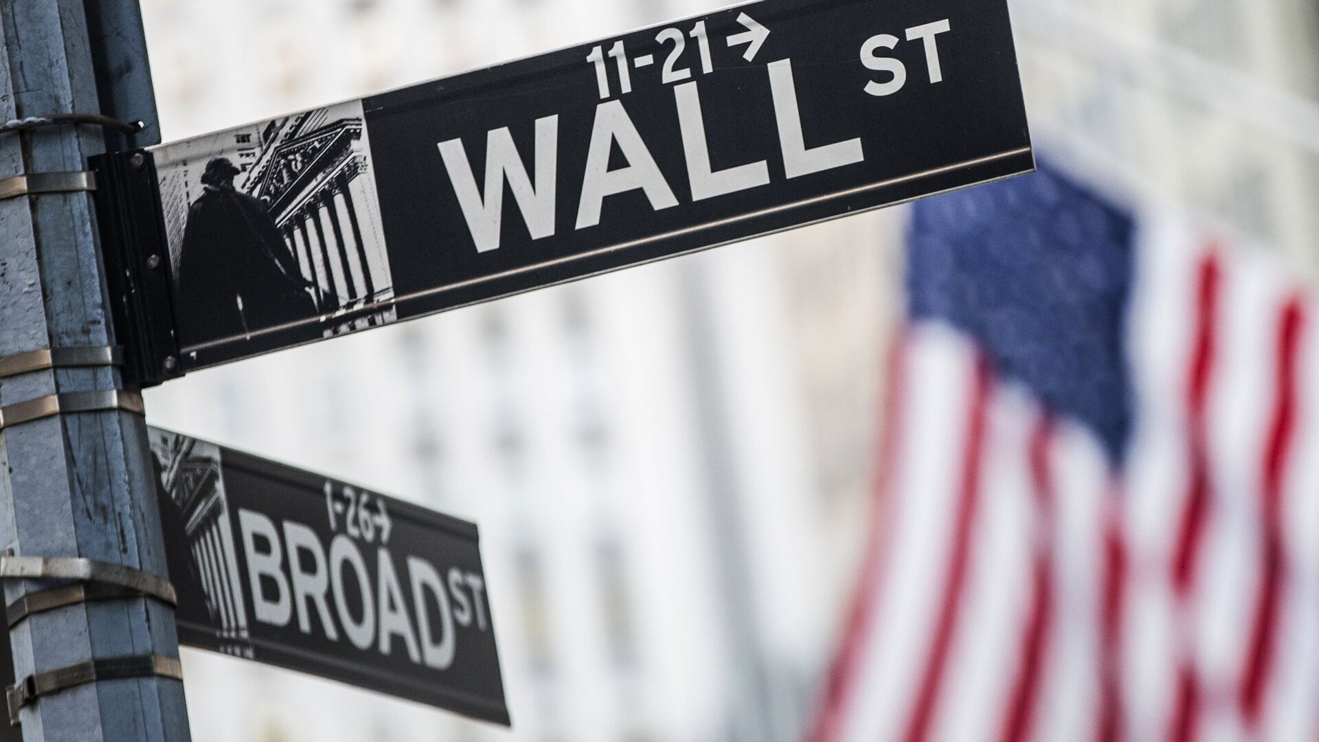 Информационный указатель на Уолл-стрит в Нью-Йорке - РИА Новости, 1920, 09.04.2025