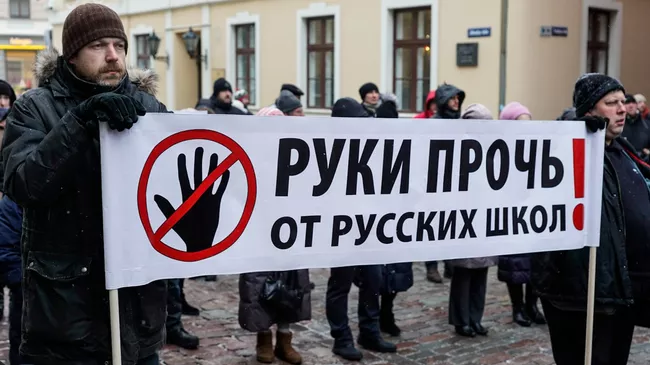 Митинг в Риге против реформы образования. 8 февраля 2018
