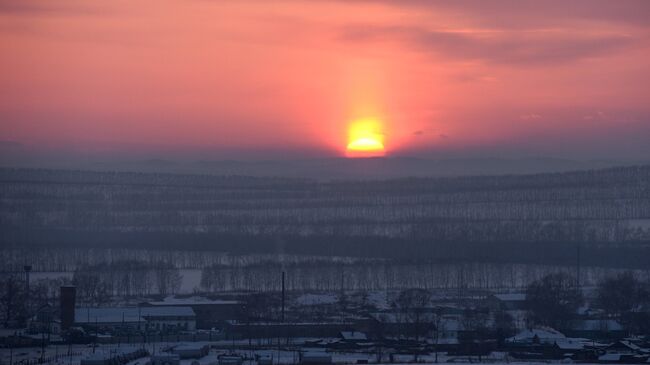 Зимний закат в Ужурском районе Красноярского края