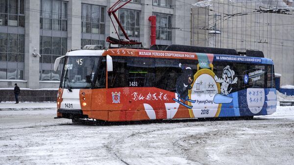 Олимпийский трамвай в Санкт-Петербурге. Архивное фото