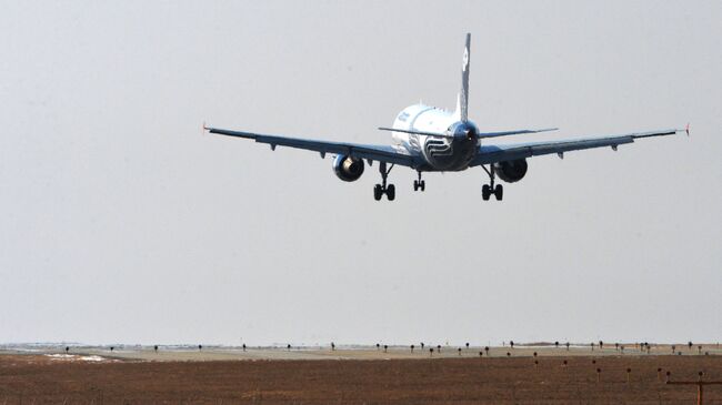 Самолет Airbus A319 заходит на посадку. Архивное фото