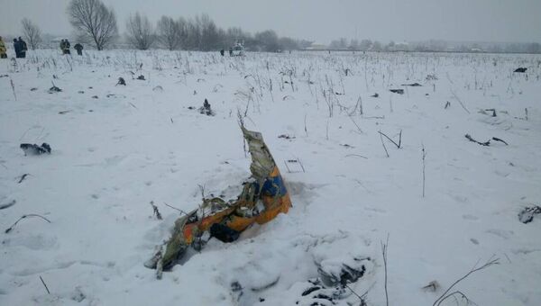 На месте крушения самолета Ан-148 авиакомпании Саратовские авиалинии в Московской области. 11 февраля 2018