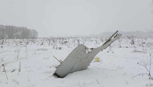 Обломки на месте крушения самолета Ан-148 авиакомпании Саратовские авиалинии в Московской области. 11 февраля 2018