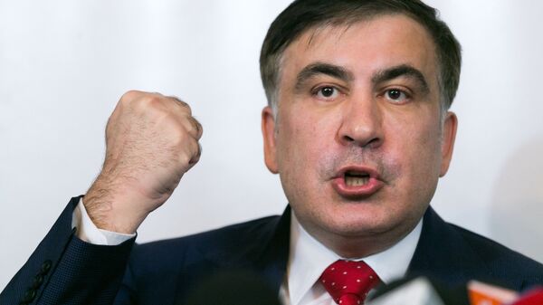 Михаил Саакашвили во время пресс-конференции в Варшаве. Архивное фото