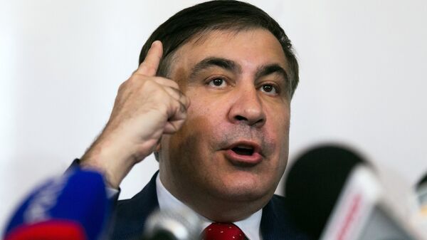 Михаил Саакашвили во время пресс-конференции в Варшаве. Архив