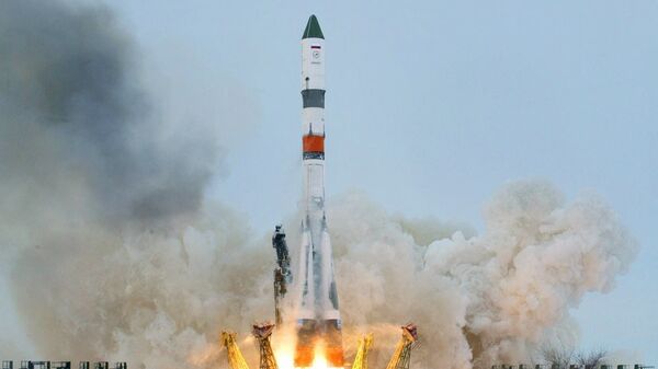 Пуск ракеты-носителя Союз-2.1а с грузовым кораблем Прогресс МС-08. 13 февраля 2018