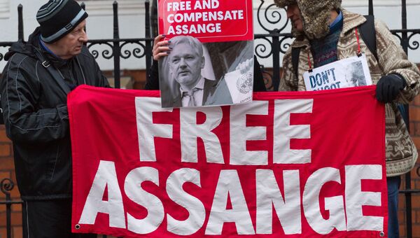 Акция в поддержку сооснователя WikiLeaks Джулиана Ассанжа в Лондоне. Архивное фото