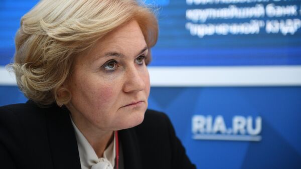 Заместитель председателя правительства РФ Ольга Голодец во время интервью сайту RIA.ru на Российском инвестиционном форуме в Сочи. 15 февраля 2018