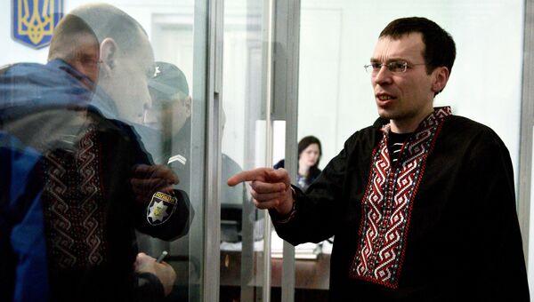 Журналист Василий Муравицкий, обвиняемый на Украине в госизмене за свои публикации в СМИ, в Королевском районном суде в Житомире. 15 февраля 2018
