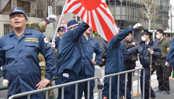 Митинг ультраправых сил у российского посольства в Токио. 17 февраля 2018 года