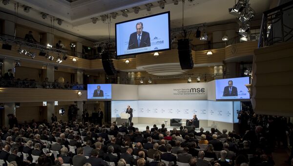 Министр иностранных дел РФ Сергей Лавров во время Мюнхенской конференции по безопасности. 17 февраля 2018 года