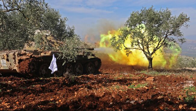 Поддерживаемые Турцией сирийские вооруженные формирования в районе границы между Сирией и Турцией в регионе Африн