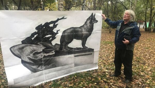 Эскиз памятника собаке Найде художника-скульптора Евгения Попова. Архивное фото