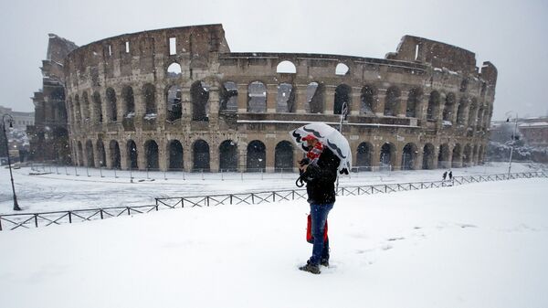 Cнегопад в Риме, Италия. 26 февраля 2018