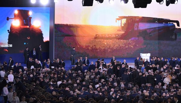 Перед началом оглашения ежегодного послания президента Российской Федерации Федеральному Собранию. 1 марта 2018
