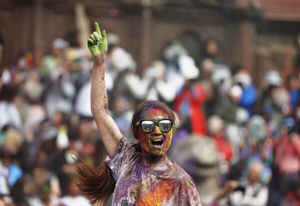 Фестиваль красок Холи в Катманду, Непал