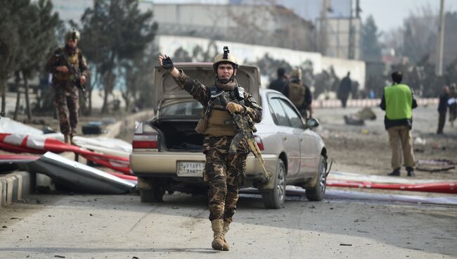 На месте взрыва в Кабуле, Афганистан. 2 марта 2018