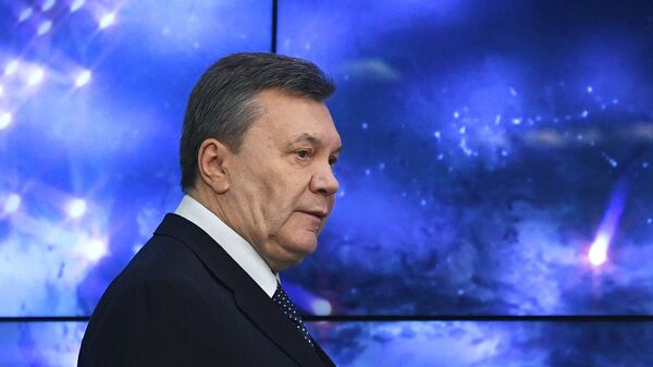 Бывший президент Украины Виктор Янукович на пресс-конференции в Москве. Архивное фото
