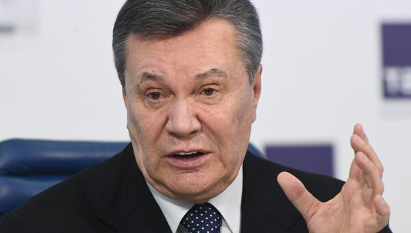Бывший президент Украины Виктор Янукович на пресс-конференции в Москве. 2 марта 2018