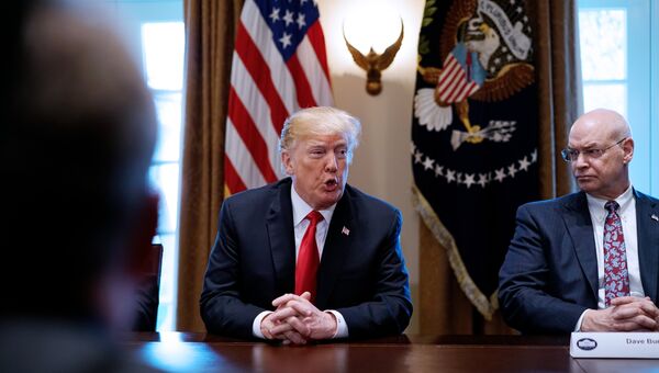 Президент США Дональд Трамп высказывается о тарифах на сталь и алюминий во время встречи в Белом доме. 1 марта 2018