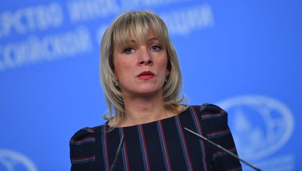 Официальный представитель министерства иностранных дел РФ Мария Захарова во время брифинга по текущим вопросам внешней политики. 15 февраля 2018