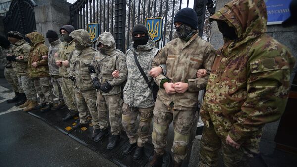 Бойцы батальона Айдар* в Киеве