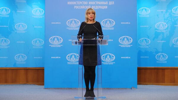 Официальный представитель министерства иностранных дел РФ Мария Захарова во время брифинга по текущим вопросам внешней политики. 7 марта 2018