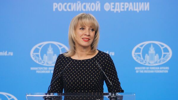 Официальный представитель министерства иностранных дел РФ Мария Захарова во время брифинга по текущим вопросам внешней политики. 7 марта 2018