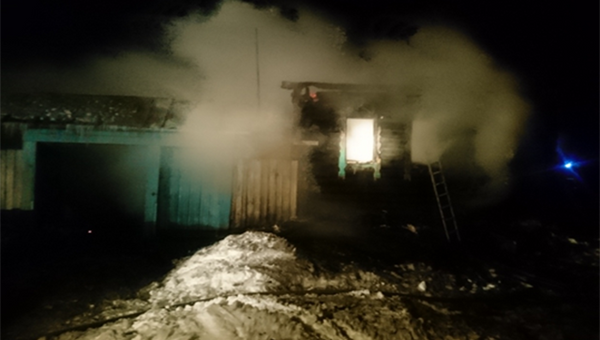 Пожар в Можгинском районе деревне Чумойтло в Удмуртии. 7 марта 2018