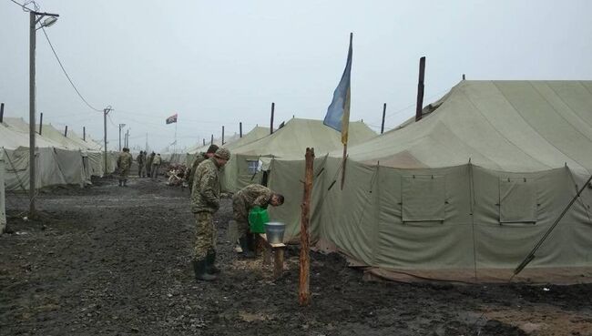 Палаточный городок 56-й отдельной мотопехотной бригады ВСУ