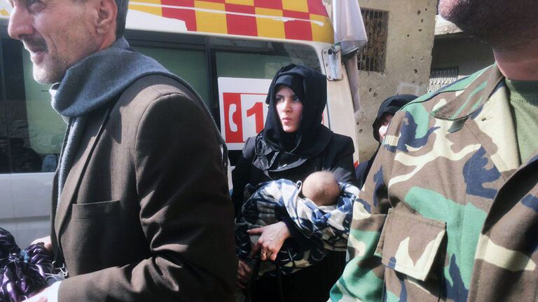 Выход беженцев из восточной Гуты. 13 марта 2018 Выход беженцев из восточной Гуты. 13 марта 2018