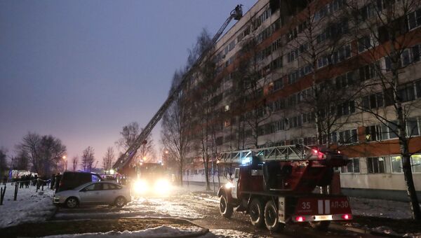Жилой дом на улице Народного Ополчения в Санкт-Петербурге, где произошел взрыв газа. 13 марта 2018