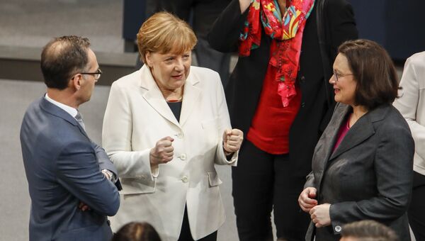 Канцлер Германии Ангела Меркель в Бундестаге. 14 марта 2018