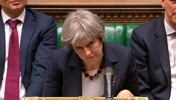 Премьер-министр Великобритании Тереза Мэй во время выступления в парламенте. 14 марта 2018