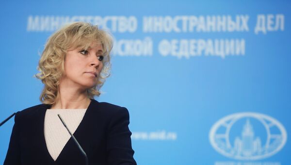 Официальный представитель министерства иностранных дел России Мария Захарова во время брифинга в Москве. Архивное фото