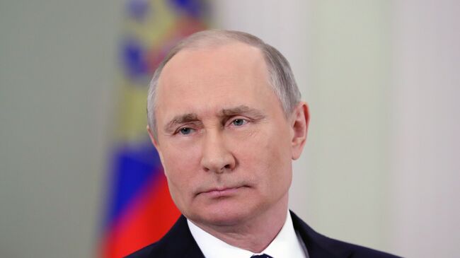 Президент РФ Владимир Путин во время обращения к гражданам России. Архивное фото