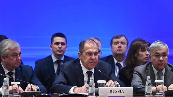 Министр иностранных дел РФ Сергей Лавров на встрече глав МИД стран-гарантов перемирия в Сирии в Астане