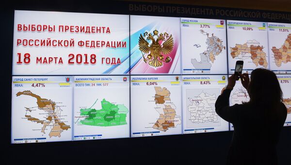 В информационном центре Центральной избирательной комиссии РФ. 18 марта 2018