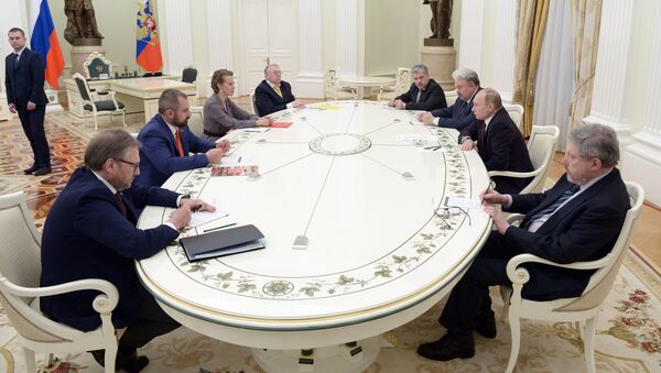 Президент РФ Владимир Путин на встрече с кандидатами на должность президента РФ. 19 марта 2018