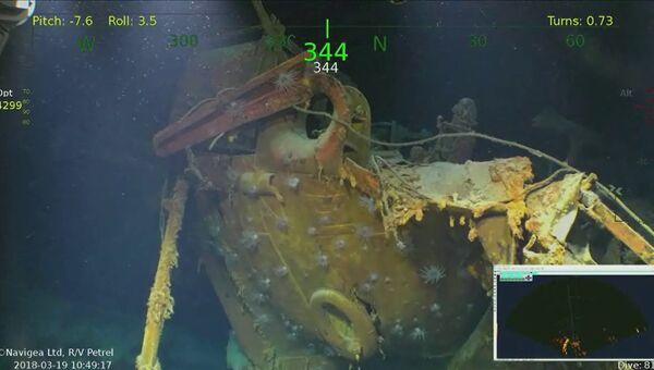 Обломки от USS Juneau, корабля ВМС США, затопленного японскими торпедами 76 лет назад, обнаруженного в южной части Тихого океана. 19 марта 2018