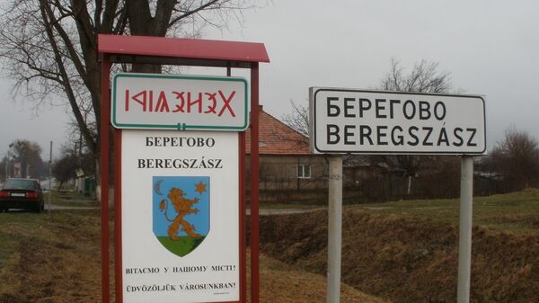 Въезд в город Берегово в Закарпатской области Украины