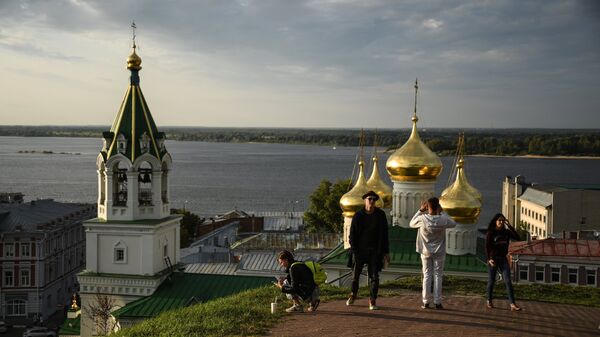 Вид на церковь Рождества Иоанна Предтечи на Торгу в Нижнем Новгороде