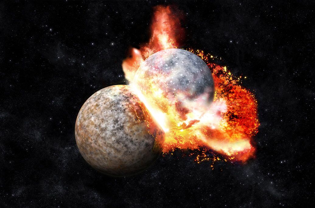 Лобовое столкновение Земли и Тейи Лобовое столкновение Земли и Тейи - РИА Новости, 1920, 17.11.2025