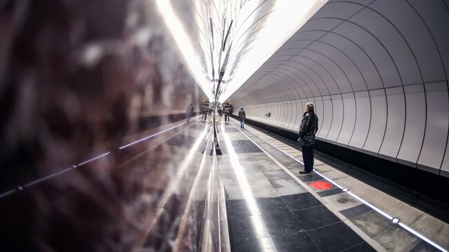 Пассажиры на станции метро Московского метрополитена. архивное фото