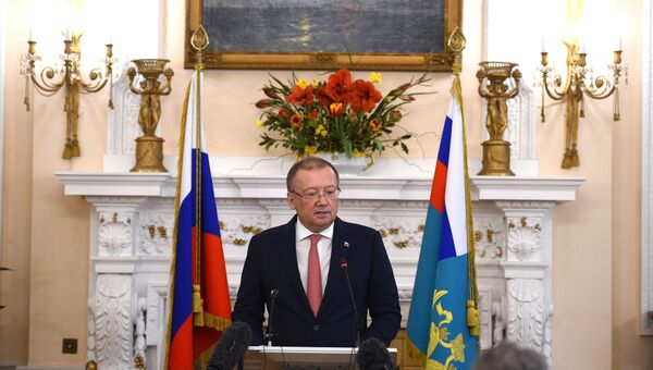 Посол РФ в Великобритании Александр Яковенко на пресс-конференции в Лондоне. 22 марта 2018