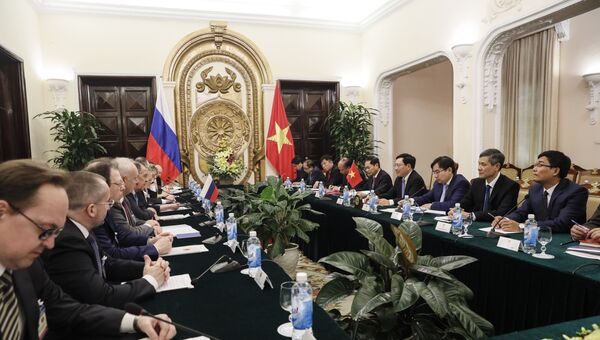 Министр иностранных дел России Сергей Лавров встретился с Министром иностранных дел Вьетнамаа Фам Бинь Минем, Ханой,  Вьетнам. 23 марта 2018