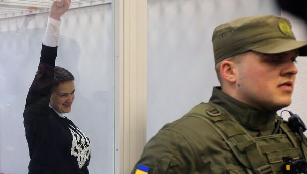 Депутат Верховной рады Украины Надежда Савченко во время заседания апелляционного суда. Архивное фото