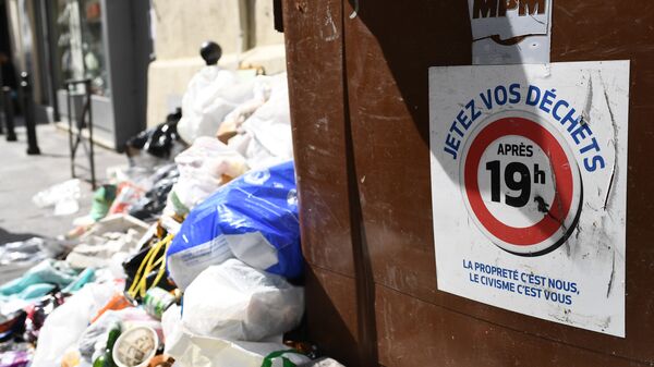 Переполненный мусорный контейнер во Франции