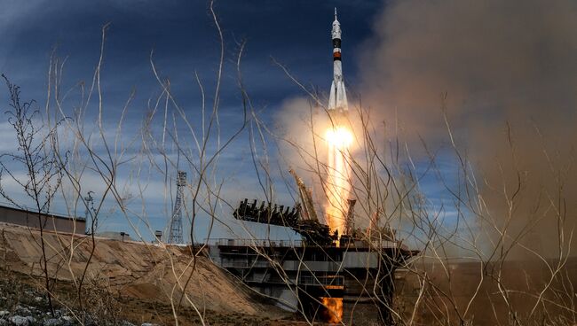 Пуск ракеты-носителя Союз-ФГ с космодрома Байконур. Архивное фото
