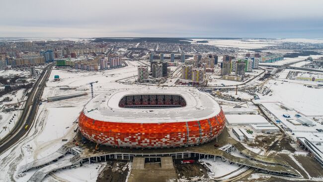 Строительство стадиона Мордовия Арена в Саранске, где пройдут матчи чемпионата мира по футболу 2018